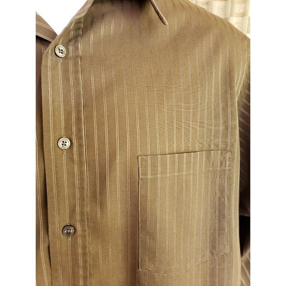 Men's Dress Shirt Spread Collar Long Sleeve Wrinkle Free Stretch Shirt Brown XL - Picture 3 of 6